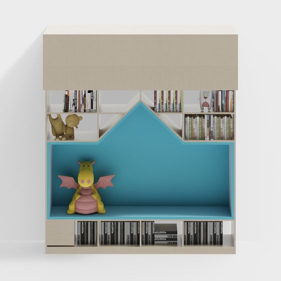 Unique Low-Polygon Bookshelf 3D model