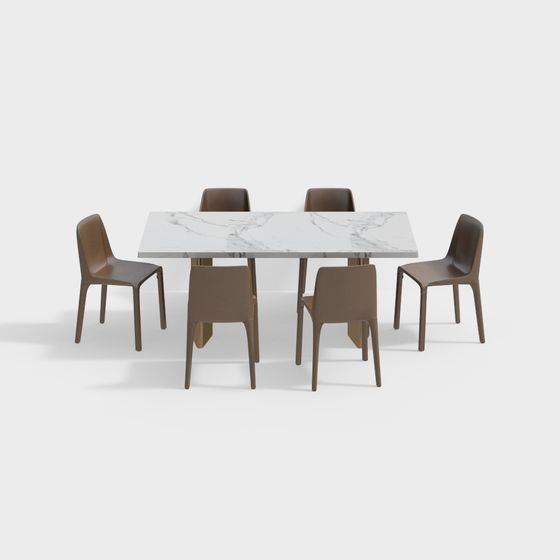 Elegant Dining Table and Chairs 3D model