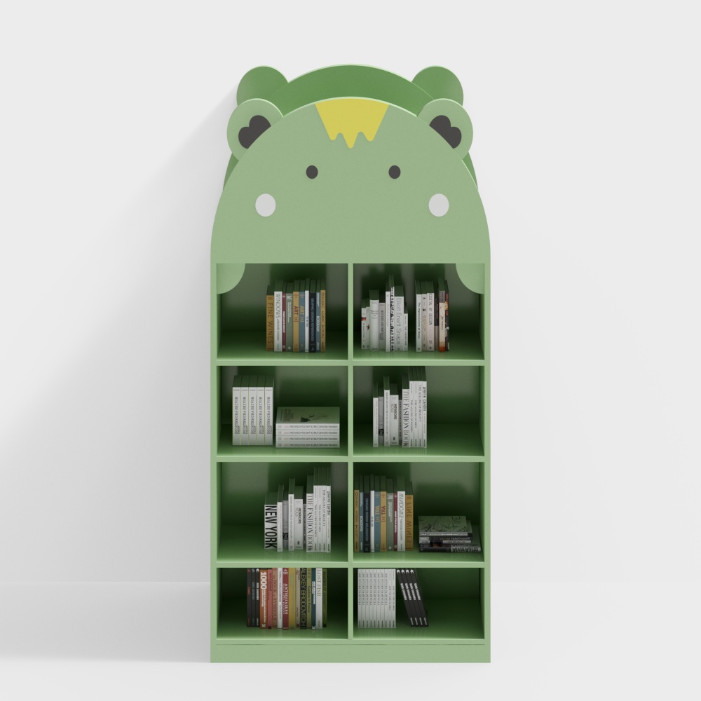 ชั้นวางหนังสือสีเขียว