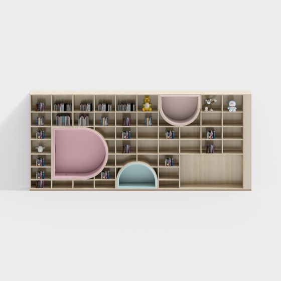 Elegant Low-Poly Bookshelf 3D model for Modern Spaces