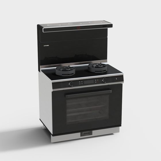 Elegant 3D Model of Integrated Black Stove