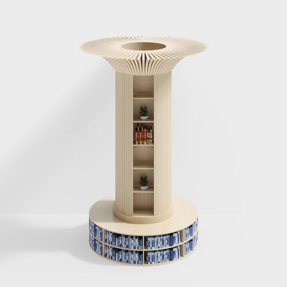 Elegant Rotating Bookshelf 3D model for Creative Spaces