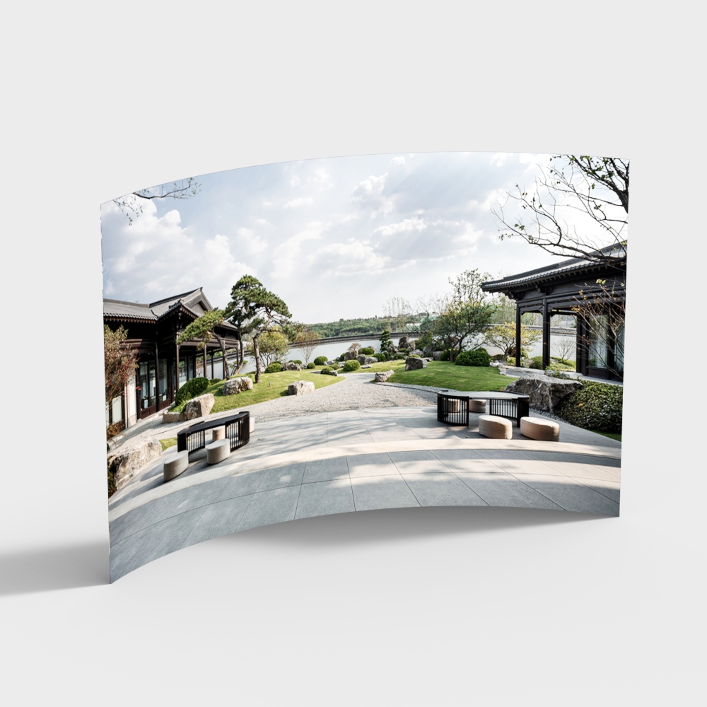 Tranquil Japanese Courtyard 3D model