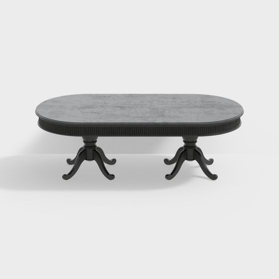Vintage Oval Coffee Table 3D model