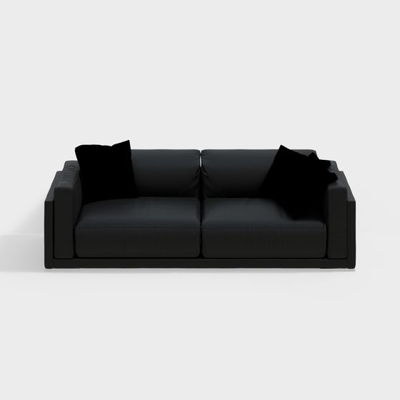 Stylish Black Low-Poly Sofa 3D model