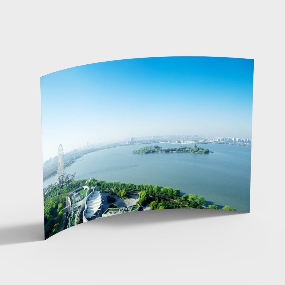 Low-Poly Lakeside City 3D model