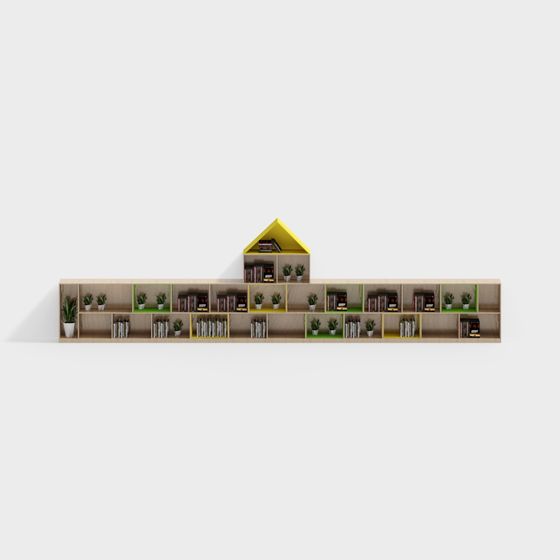 Unique Low-Polygon Bookshelf 3D model