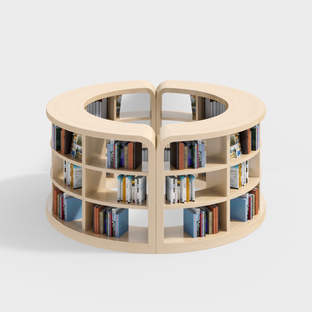 Kindergarten reading room cylindrical bookshelf