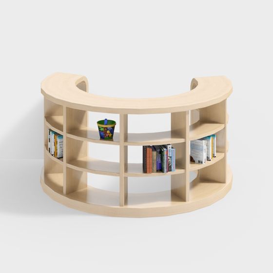 Curved Elegance Bookshelf 3D model for Modern Spaces