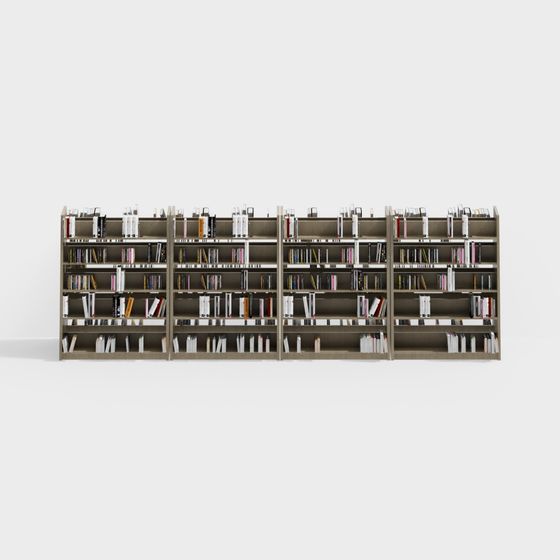 Minimalist 3D Bookshelf Model for Modern Libraries