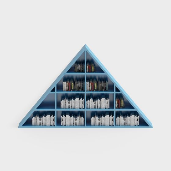 Stylish Triangle Bookshelf 3D model for Creative Spaces