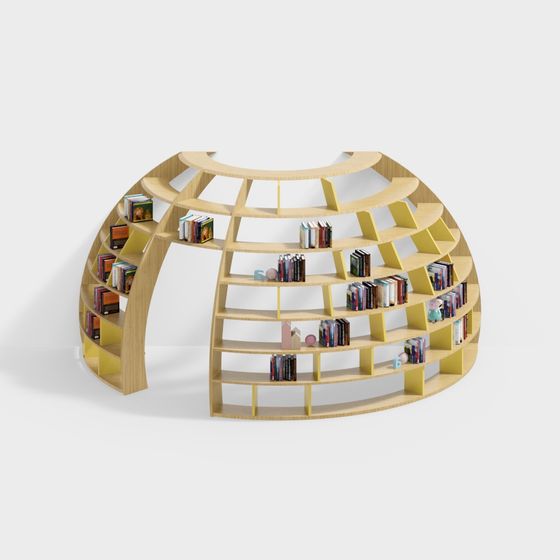 Unique Curved Bookshelf 3D model