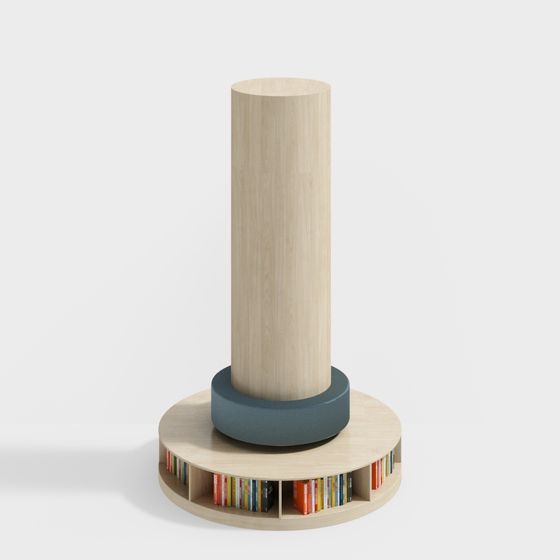 Stylish Low-Poly Rotating Bookshelf 3D model