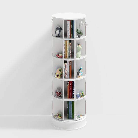 Artistic Rotating Bookshelf 3D model for Creative Spaces