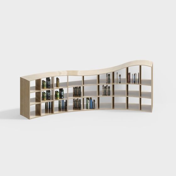 Elegant Low-Poly Bookshelf 3D model for Modern Interiors