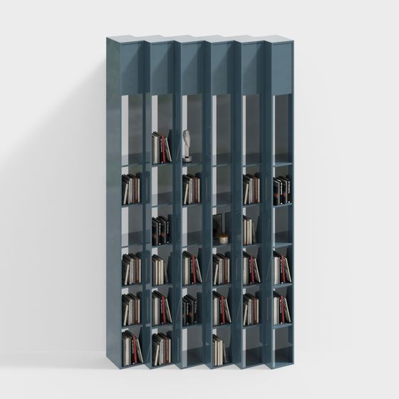 Contemporary Low-Poly Bookshelf 3D model