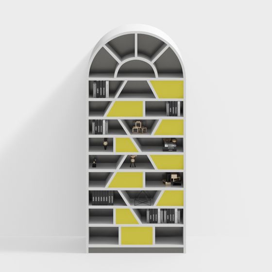 Geometric 3D Bookshelf Model for Modern Interiors