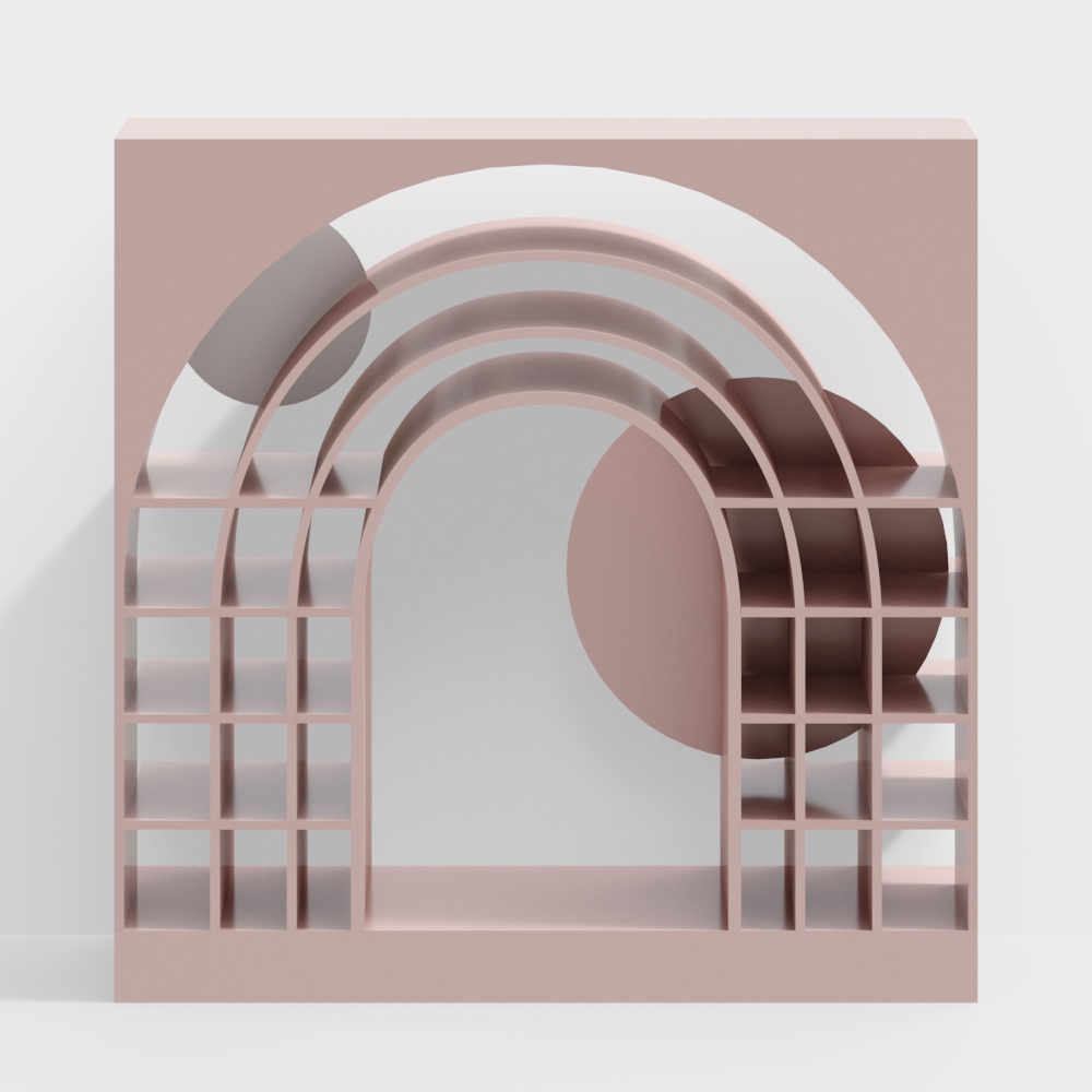 Étagère de livre de bande dessinée en arc rose