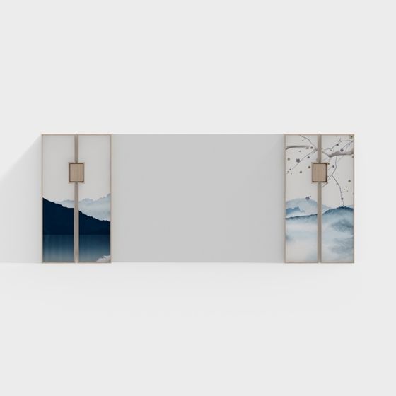 Ink Wash Door 3D model - Embracing Tradition in Modern Design