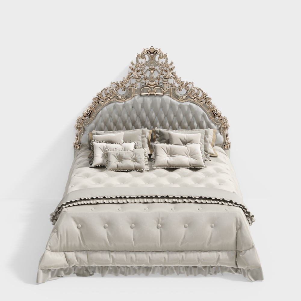 Elegant Princess Castle Bed 3D Model – Vintage Elegance