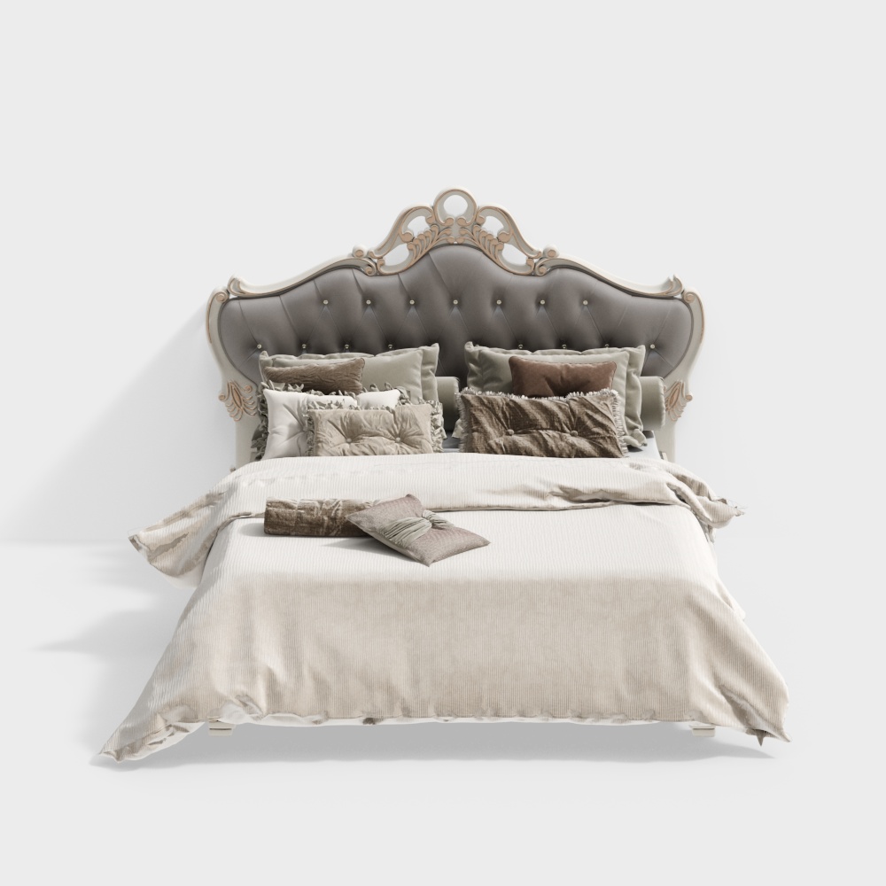 Elegant 3D Bed Model – Classic European Style