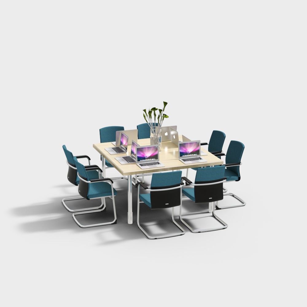 Modern Office Meeting Table and Chairs 3D model