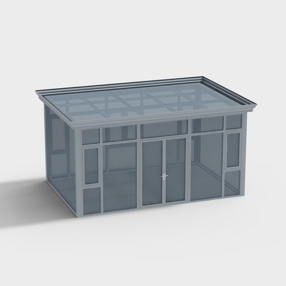 Stylish Low-Polygon 3D Model with Glass Roof