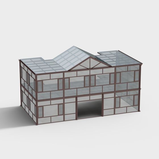 Stylish Low-Polygon 3D Model of Modern Architecture