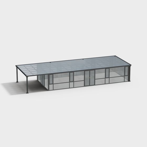 Modern Low-Polygon Greenhouse 3D model