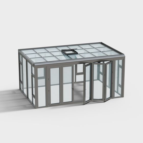 Stylish Low-Polygon Glass Greenhouse 3D model