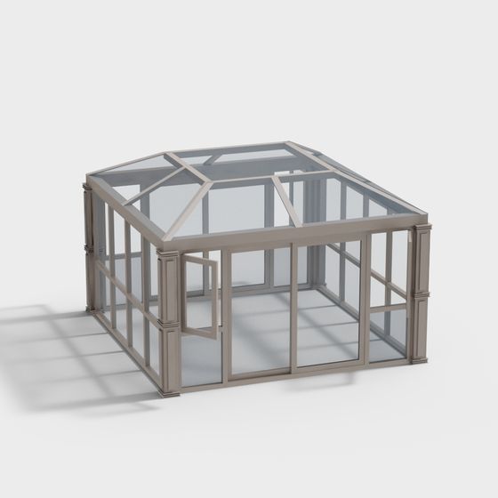 Modern Greenhouse 3D model with Low-Polygon Design