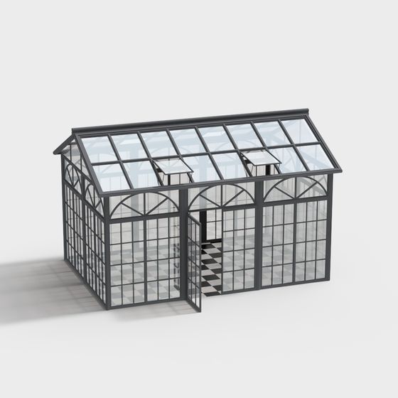 Glass House 3D Model - Modern Greenhouse Design