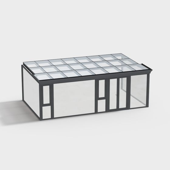 Glass Greenhouse Low-Poly 3D Model