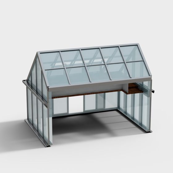 Glass Greenhouse 3D model with Low-Polygon Design