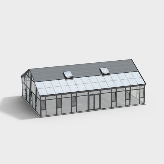 Modern Glass Greenhouse 3D model for Designers
