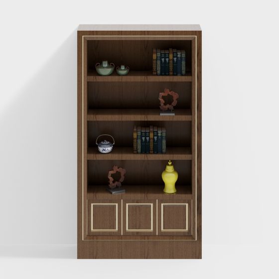 Elegant Low-Poly Bookshelf 3D Model