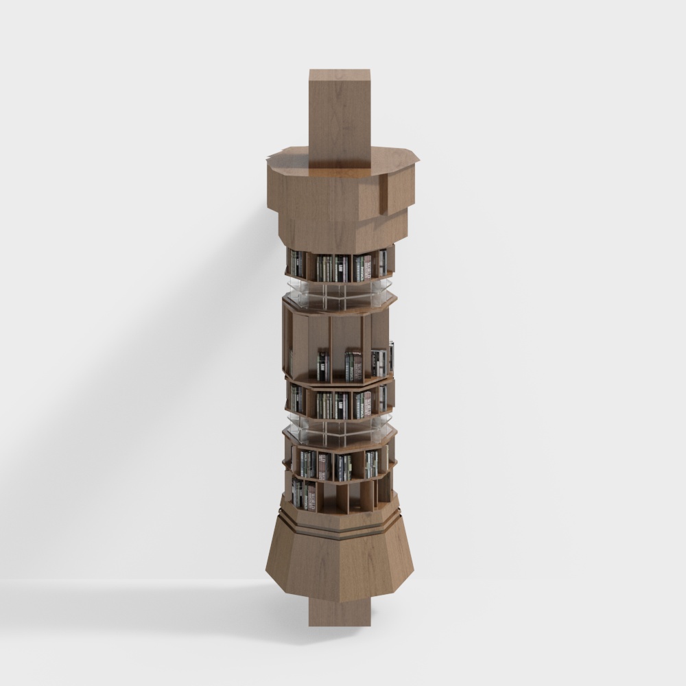 Square column ceiling bookshelf