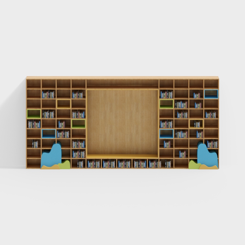 ชั้นวางหนังสือขนาดใหญ่ในพื้นที่เด็ก