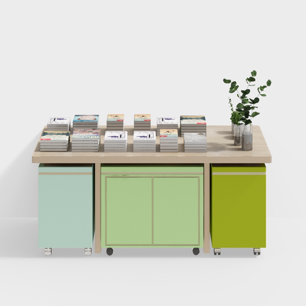 Unique Low Poly Bookshelf 3D Model