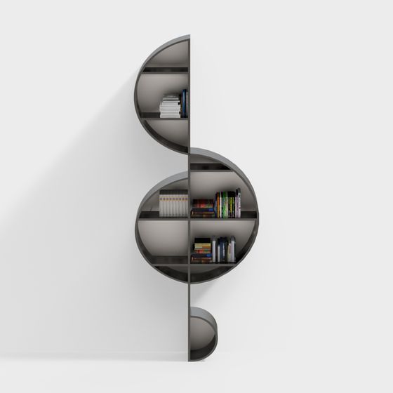 Creative Musical Note Bookshelf 3D model