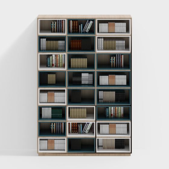 Stylish Low-Poly Bookshelf 3D model for Modern Interiors