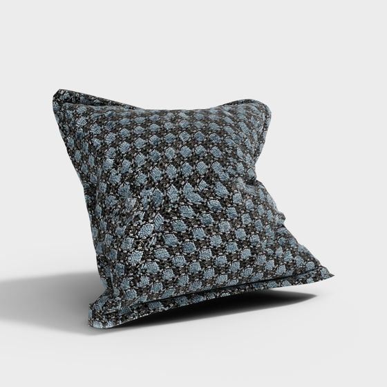 Elegant Low-Poly Pillow 3D Model with Geometric Patterns