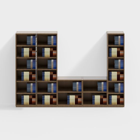 Elegantly Designed L-Shaped Bookshelf 3D model