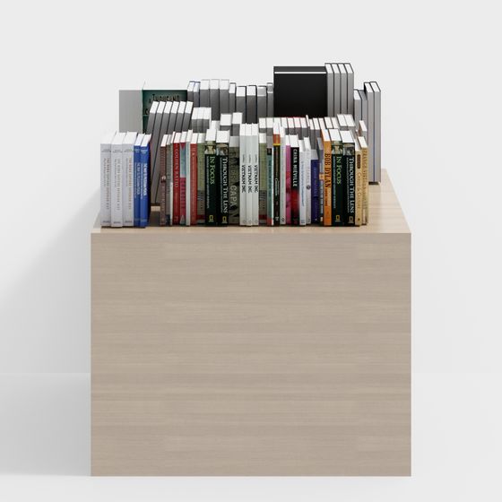 Bookshelf and Books 3D model