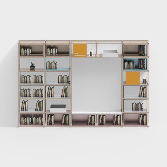 Unique Low-Poly Bookshelf 3D model