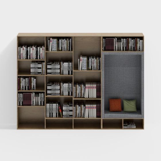 Stylish Low-Poly Bookshelf 3D model