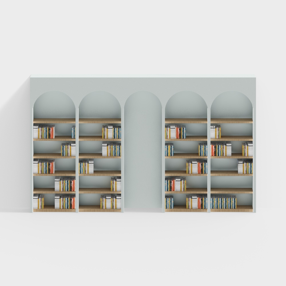 Five-unit arch bookshelf