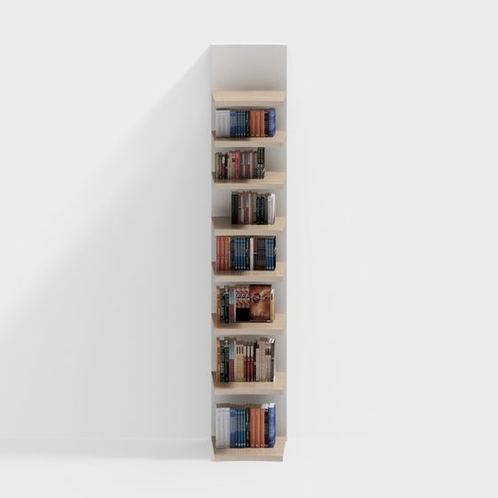 Sleek Low-Poly Bookshelf 3D model