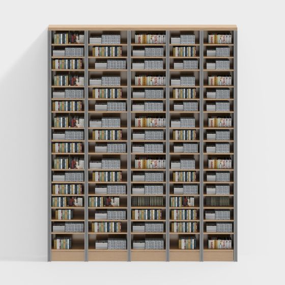Modern Low Poly Bookshelf 3D Model
