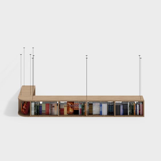 Elegant Low-Polygon Bookshelf 3D model
